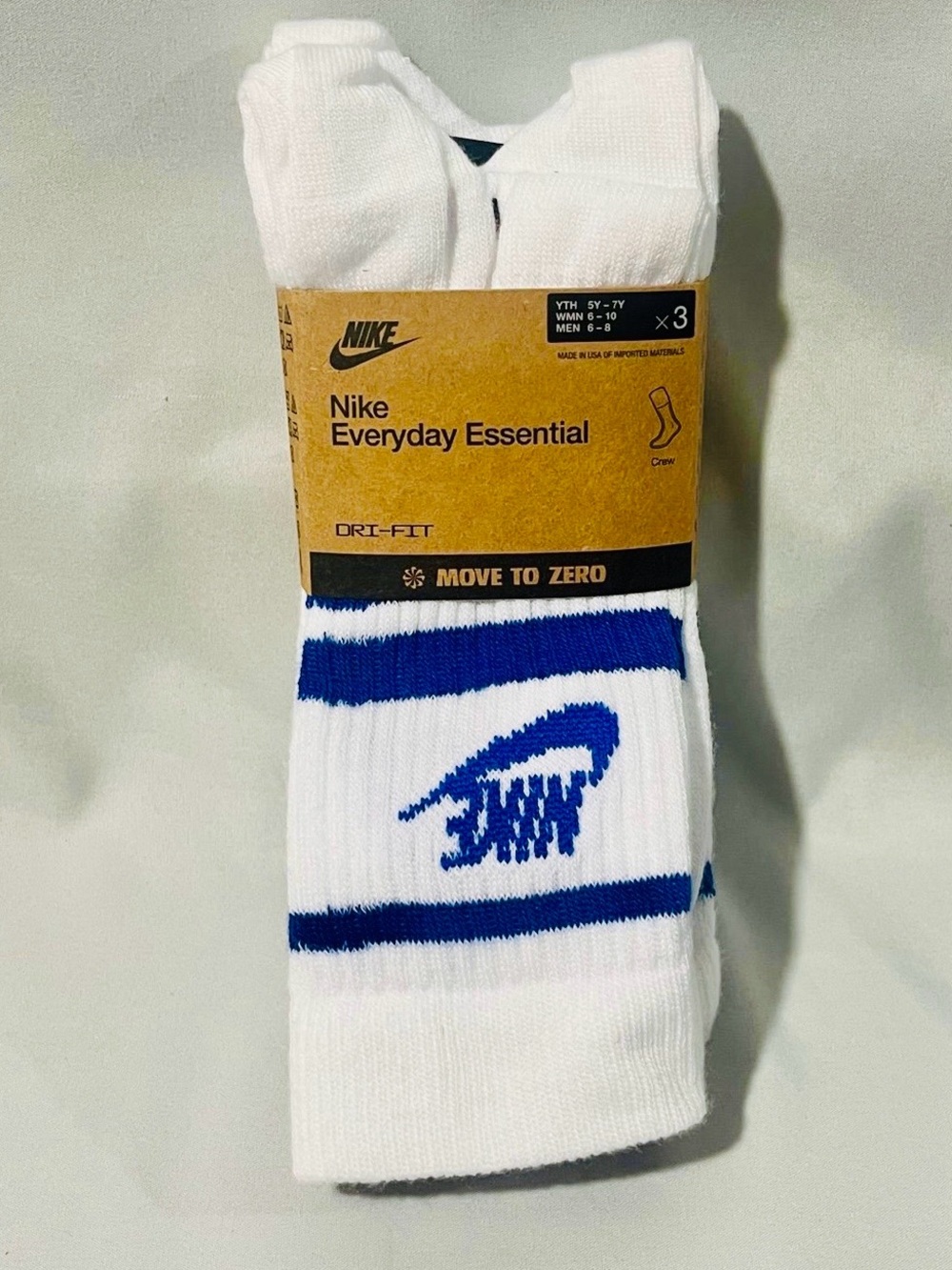 Nike Everyday Essential Crew Socks - White/Blue - Picture 2 of 5